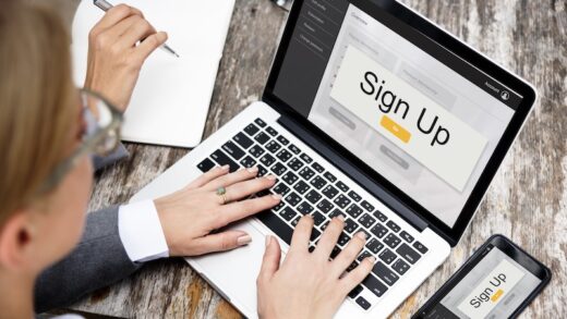 Laptop med Sign up